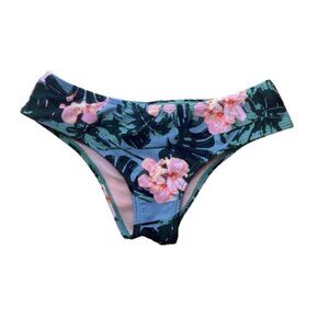 Full Tilt Gathered Butt Bikini Swim Bottoms Hawaiian Floral Size Small